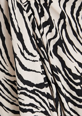 Isabel Marant - Albi ruched zebra-print silk-blend crepe midi dress - Black - FR 38