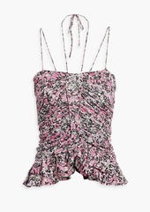 Isabel Marant - Salsa ruched floral-print jersey halterneck top - Pink - FR 34