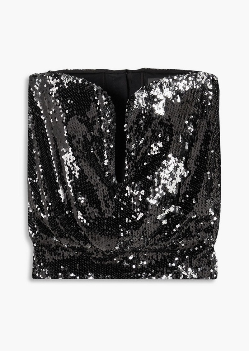 Isabel Marant - Strapless sequined cotton-jersey bustier top - Metallic - 2