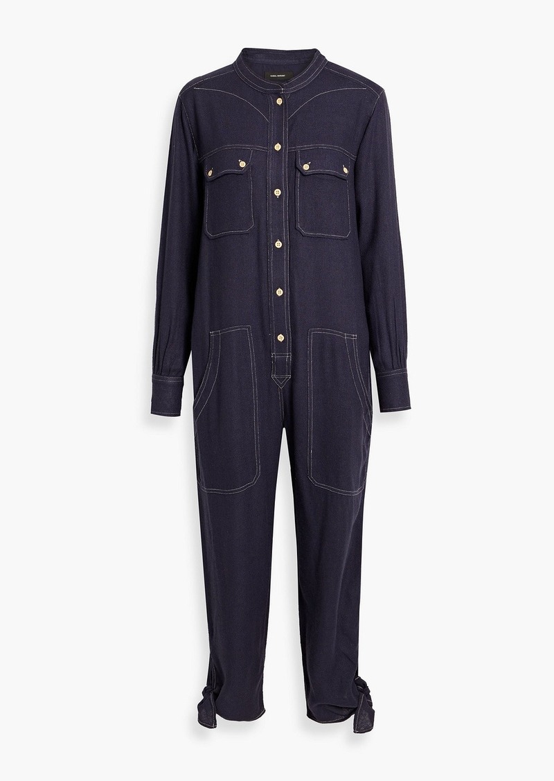 Isabel Marant - Tacaia cropped silk-tweed jumpsuit - Blue - FR 34