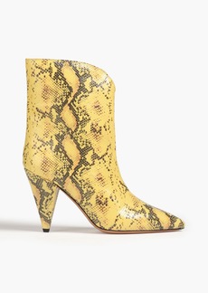 Isabel Marant - Snake-effect leather ankle boots - Yellow - EU 36