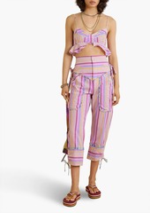 Isabel Marant - Telmani cropped ruffled striped cotton top - Pink - FR 36