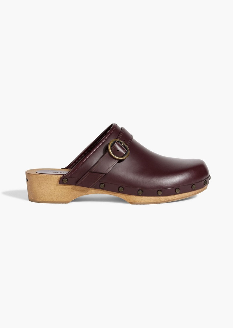 Isabel Marant - Thalie buckled studded leather clogs - Burgundy - EU 38