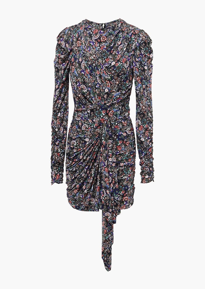Isabel Marant - Tonia draped floral-print stretch-jersey mini dress - Black - FR 36