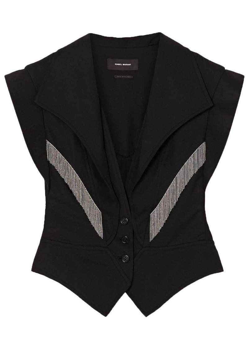 Isabel Marant - Udalia fringed Lyocell and cotton-blend vest - Black - FR 36