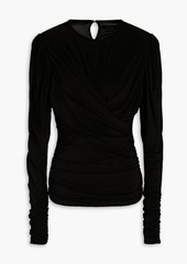 Isabel Marant - Wrap-effect gathered jersey top - Black - FR 34