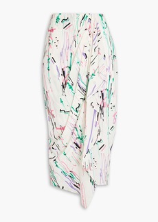 Isabel Marant - Wrap-effect printed silk-blend crepe de chine midi skirt - White - FR 34