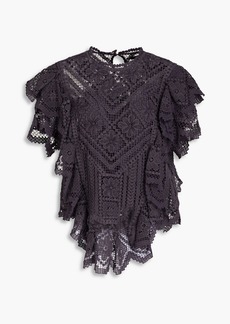 Isabel Marant - Zainos ruffled crocheted cotton blouse - Purple - 0