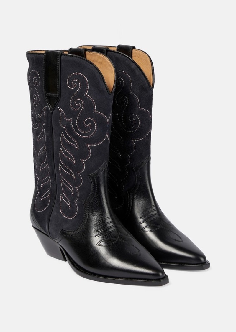 Isabel Marant Duerto embroidered suede and leather boots