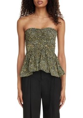 Isabel Marant Ermina Strapless Ruched Peplum Top