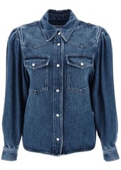 Isabel marant etoile 'thaisse' denim shirt with puff sleeves