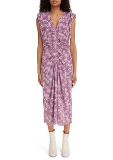 Isabel Marant Gilya Abstract Print Cap Sleeve Stretch Silk Dress