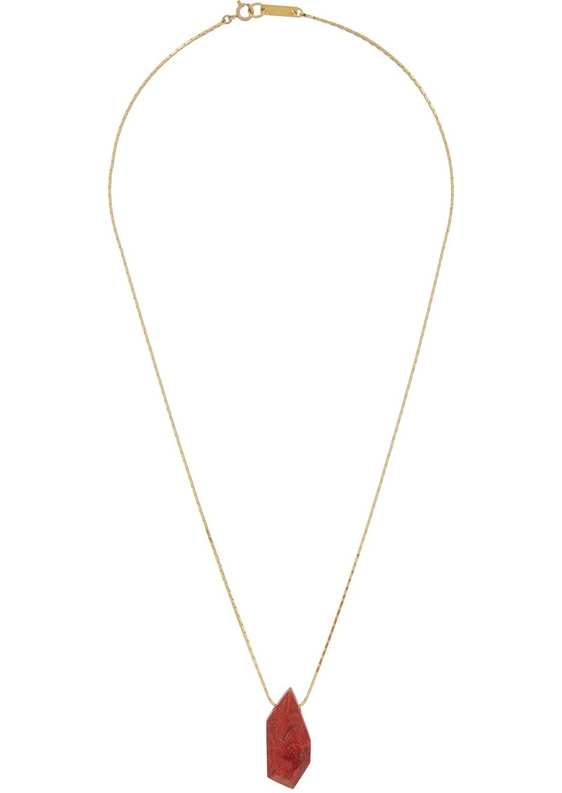 Isabel Marant Gold & Orange Long Pendant Necklace