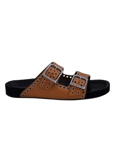 Isabel Marant Lennyo Eyelet-Embellished Sandals in Brown Leather