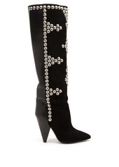 Isabel Marant Lyork studded suede and leather knee-high boots