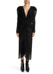 Isabel Marant Maray Velvet Dot Long Sleeve Midi Dress