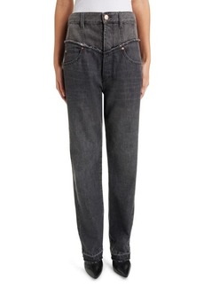 Isabel Marant Noemie Two Tone Fray Hem Nonstretch Jeans