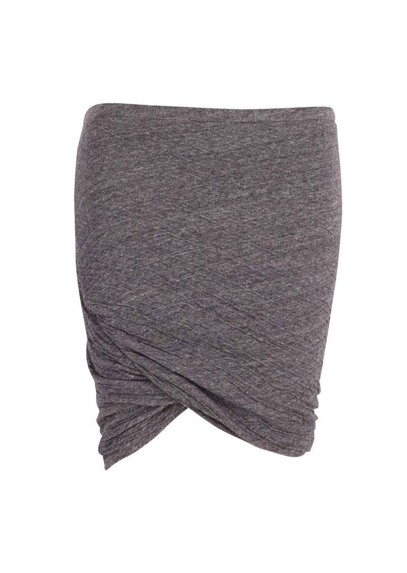 Isabel Marant Ruched Wrap Mini Skirt in Grey Cotton