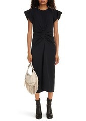 Isabel Marant Terena Ruched Cap Sleeve High-Low Dress