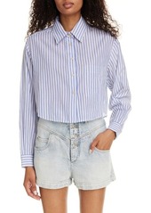 Isabel Marant Étoile Eliora Stripe Crop Cotton Button-Up Shirt