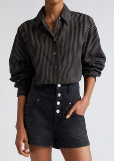 Isabel Marant Étoile Eliora Stripe Crop Cotton Button-Up Shirt