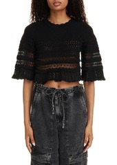 Isabel Marant Étoile Frizy Rib Bell Sleeve Knit Crop Top