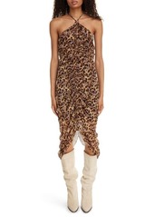 Isabel Marant Étoile Valdi Leopard Print Center Ruched Dress