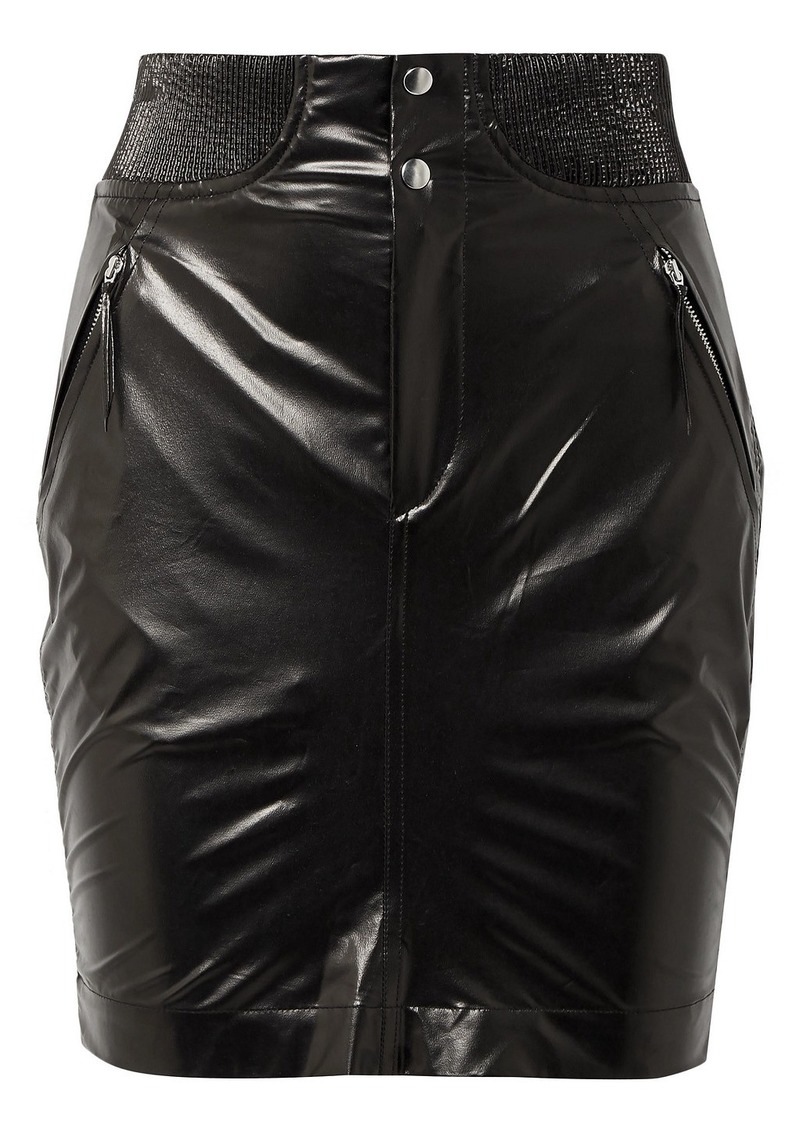 Isabel Marant - Amel ribbed knit-trimmed coated-silk mini skirt - Black - FR 34