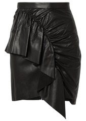 Isabel Marant Woman Nela Ruffled Leather Mini Skirt Black
