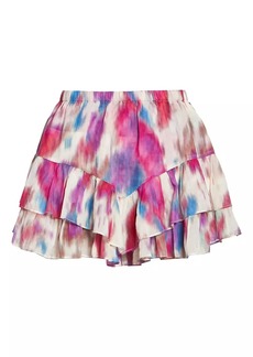 Isabel Marant Jocadia Cotton Tie-Dye Ruffled Shorts