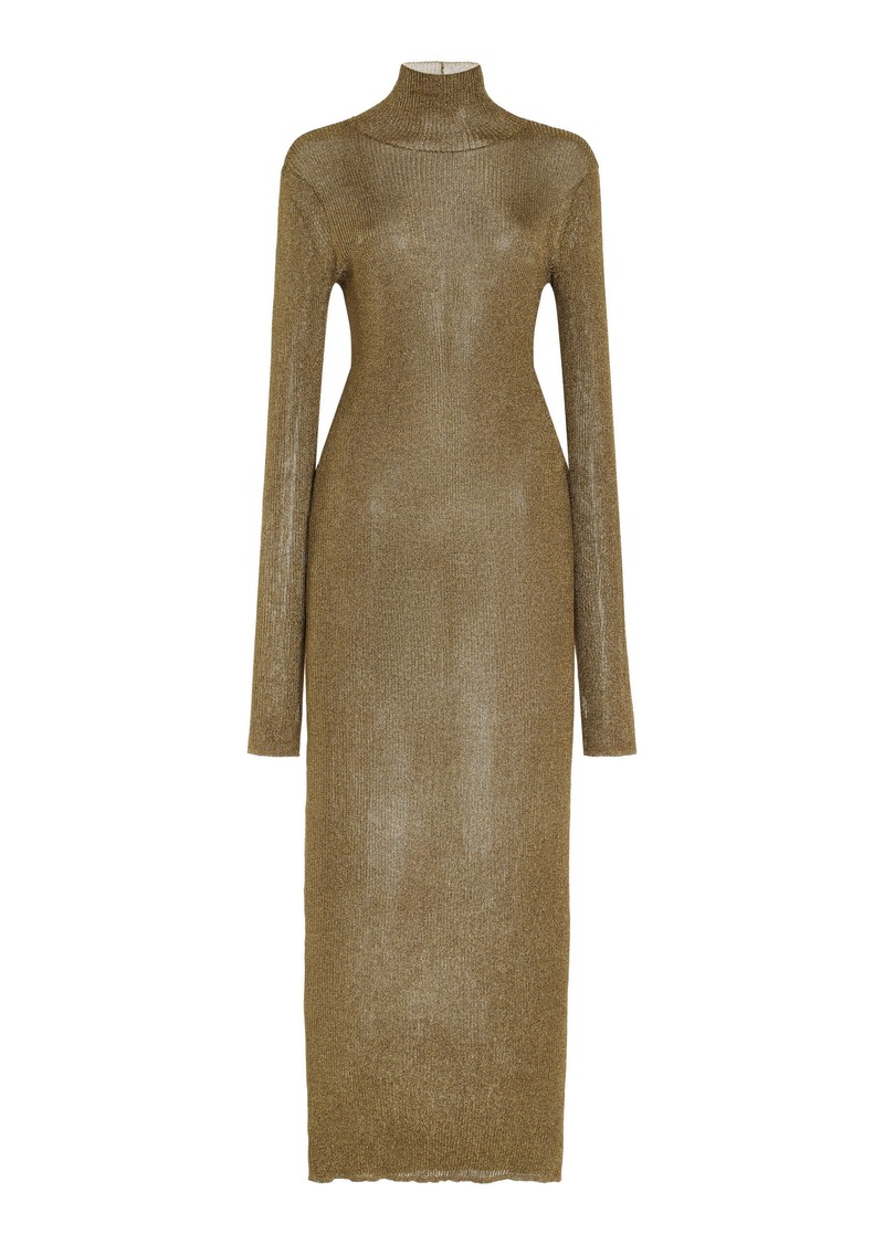 Isabel Marant Josita Metallic Ribbed-Knit Maxi Dress - Khaki - FR 36 - Moda Operandi