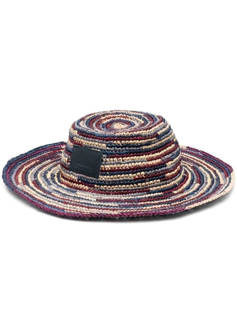 Isabel Marant logo-patch woven raffia sun hat