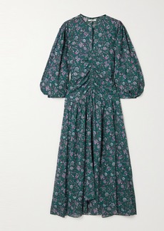 Isabel Marant Mariana Gathered Floral-print Cotton-voile Midi Dress