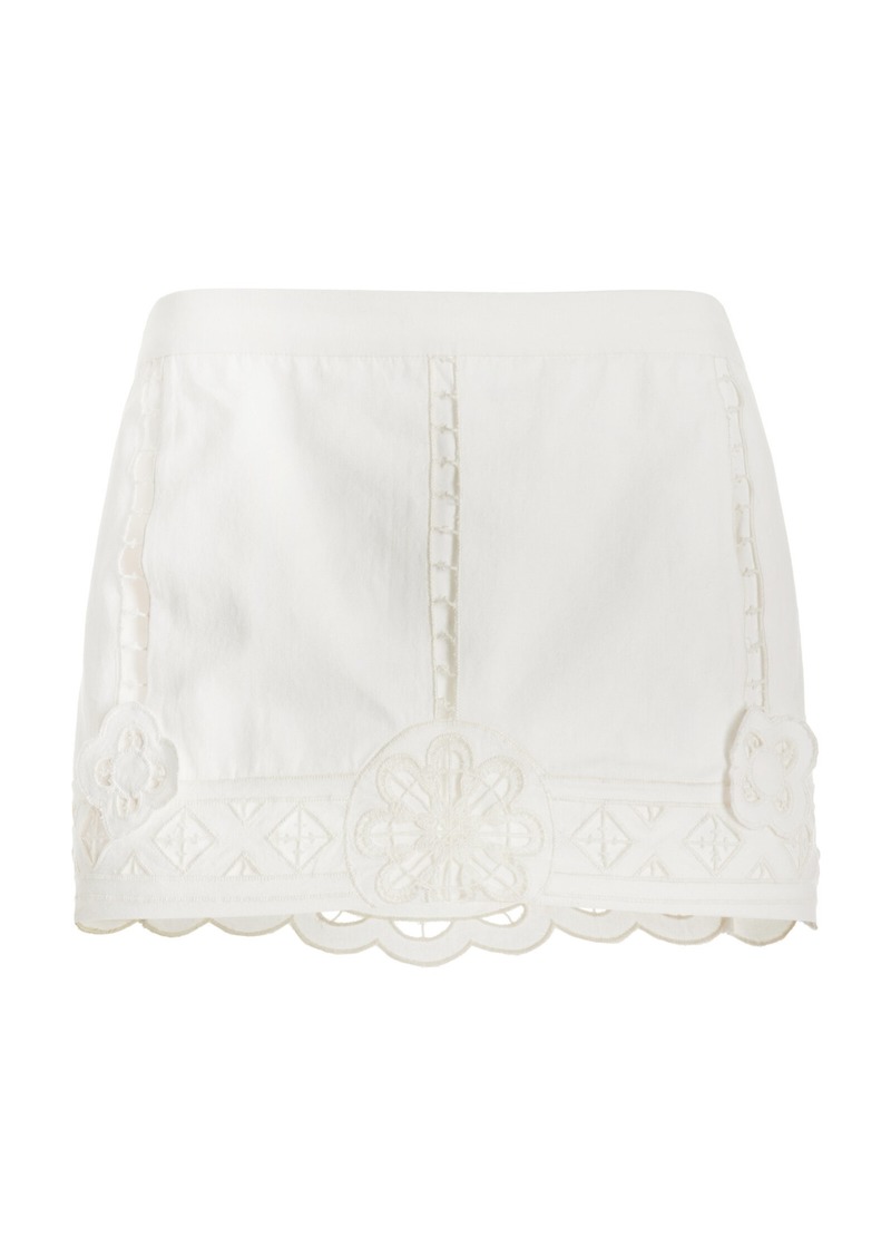 Isabel Marant Palmira Embroidered Cotton Mini Skirt - White - FR 36 - Moda Operandi