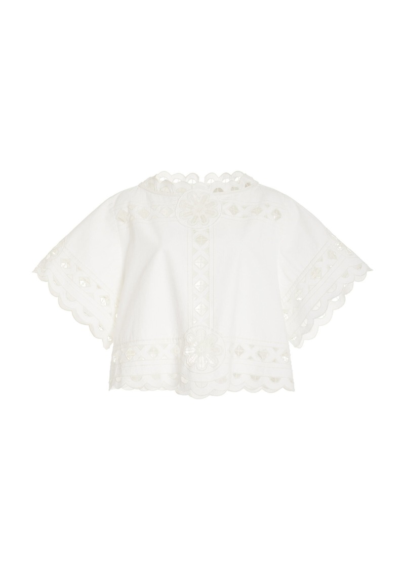 Isabel Marant Parissa Embroidered Cotton Top - White - FR 38 - Moda Operandi