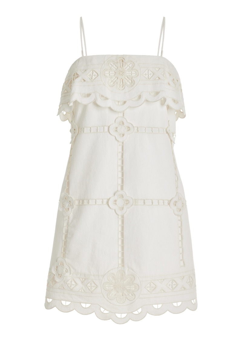 Isabel Marant Parvedy Embroidered Cotton Mini Dress - White - FR 38 - Moda Operandi