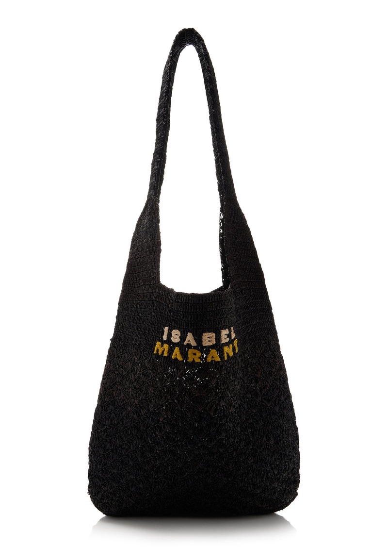 Isabel Marant Praia Medium Woven Raffia Tote Bag - Black - OS - Moda Operandi