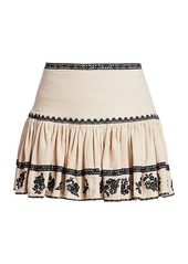 Isabel Marant Russel Embroidered Flounce Mini Skirt