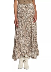 Isabel Marant Sakura Silk-Blend Snakeskin Print Skirt