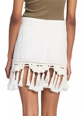 Isabel Marant Sandra Embroidered Cotton Tassel Miniskirt