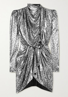 Isabel Marant Tie-detailed Animal-print Lame Mini Dress