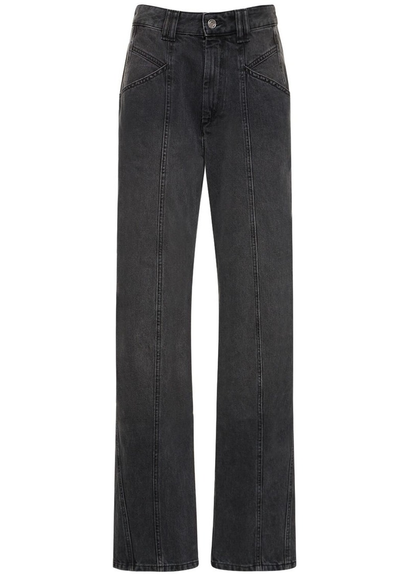 Isabel Marant Vetan Faded Cotton Denim Straight Jeans