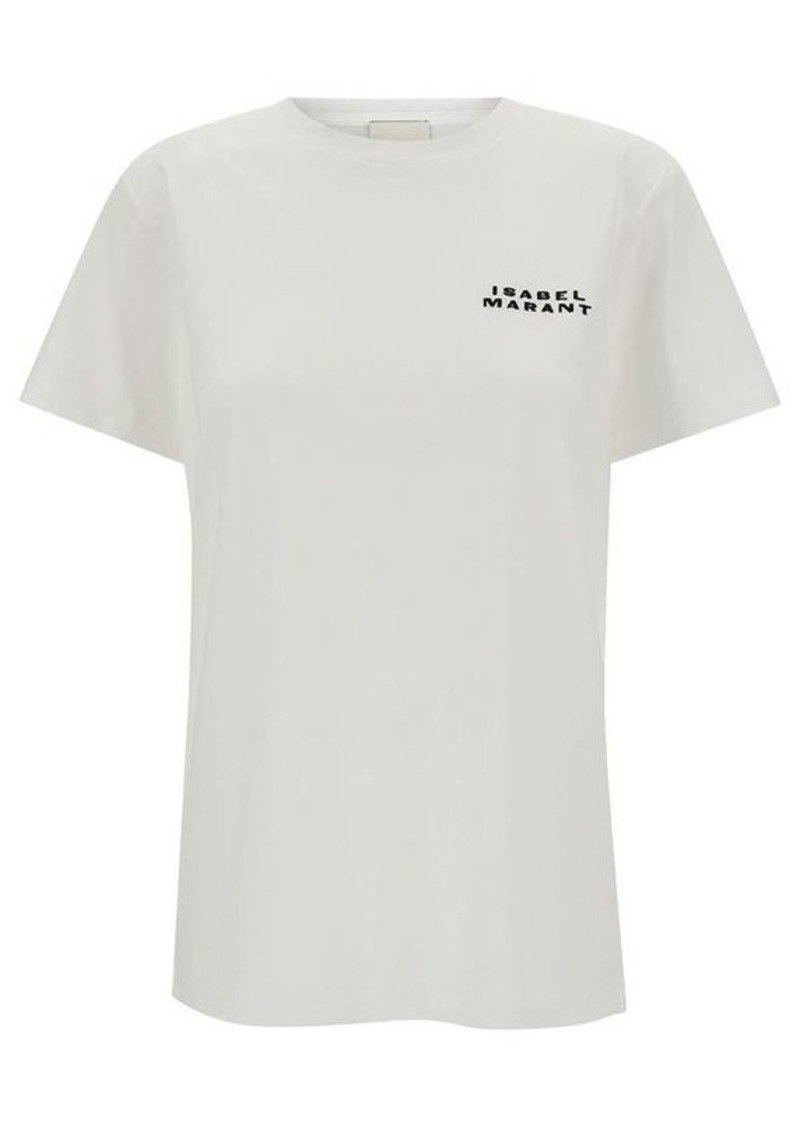 Isabel Marant White Crewneck T-Shirt with Contrasting Logo Print in Cotton Woman