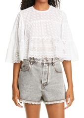 Women's Isabel Marant Etoile Tevika Embroidered Cotton Crop Top