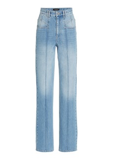 Isabel Marant Women's Niroka Rigid High-Rise Straight-Leg Jeans - Light Wash/white - Moda Operandi
