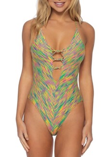 Isabella Rose Prismatic Plunge One-Piece Swimsuit