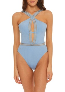 Isabella Rose Queensland High Leg One-Piece Swimsuit in Chambray at Nordstrom