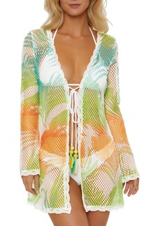Isabella Rose Women's Standard Miami Kimono Casual Tropical Leaf Print Beach Cover Ups