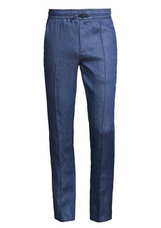 Isaia Drawstring Linen Trousers