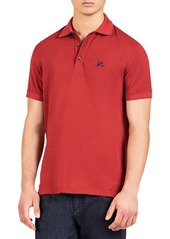 Isaia Men's Cotton Polo Shirt with Coral Accent